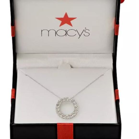 Diamond Circle Pendant Necklace (1/10 ct. t.w.) in Sterling Silver, NIB - Picture 3 of 7